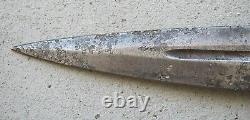 WWI/II HUGE 20.75 DAGGER COMBAT KNIFE BLOOD GROOVE WOOD HANDLE CROSS WithSHEATH