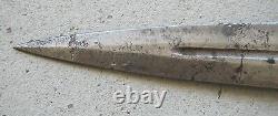 WWI/II HUGE 20.75 DAGGER COMBAT KNIFE BLOOD GROOVE WOOD HANDLE CROSS WithSHEATH