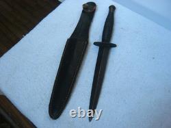 WWII British Fairbairn Sykes Dagger Fighting Knife Sheffield England With Sheath