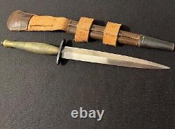 WWII British vtg brown leather BOOT Fighting KNIFE SHEATH Fairbairn Sykes dagger