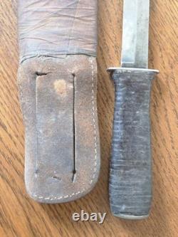 WWII Era US M3 Fighting Knife M6 Leathr Sheath 6.5 Blade Military Combat Dagger