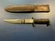 Wwii Theater Made Fighting Knife With Leather Sheath Vintage Combat Dagger