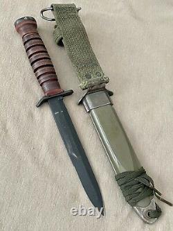 WWII US Army M3 Camillus BD MK Trench Fighting Knife Dagger & M8A1 PWH Scabbard