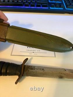 WWII US M3 UTICA Fighting Combat Dagger Military Trench Knife with Flaming Bomb