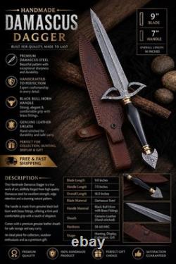 Wild Beautiful Custom Handcrafted Damascus Steel Camping Viking Premium Dagger