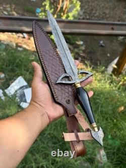 Wild Beautiful Custom Handcrafted Damascus Steel Camping Viking Premium Dagger