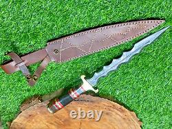 Wild Custom Handmade 15 Inches Long In Damascus Steel Hunting Fishing Dagger