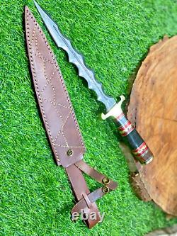 Wild Custom Handmade 15 Inches Long In Damascus Steel Hunting Fishing Dagger