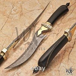 Wk 507 Custom Handmade Preety Hunting Booting Dagger Knife In Damascus Steel