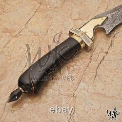 Wk 507 Custom Handmade Preety Hunting Booting Dagger Knife In Damascus Steel