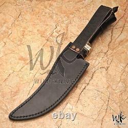 Wk 507 Custom Handmade Preety Hunting Booting Dagger Knife In Damascus Steel