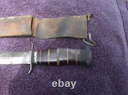 Ww1 Ww2 Custom Made Us Army Fighting Knife, Dagger, With Leather Sheath