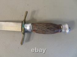 Ww1-ww2 Era German Boot Dagger Trench Fighting Knife Bone Stag