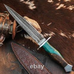 12.0 Dague de Damas Couteau à lame fixe pleine soie manche en bois avec étui en cuir