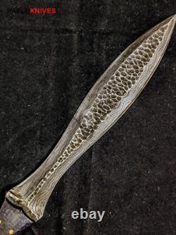 12 Dagues de Chasse en Acier Damas Forgées à la Main Anciennes avec Poignée en Micarta + Housse
