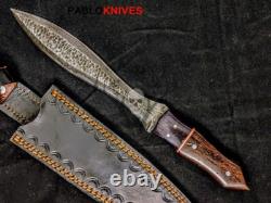 12 Dagues de Chasse en Acier Damas Forgées à la Main Anciennes avec Poignée en Micarta + Housse