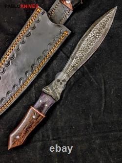 12 Dagues de Chasse en Acier Damas Forgées à la Main Anciennes avec Poignée en Micarta + Housse