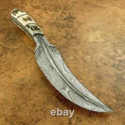 12 Style de plumes sur mesure, couteau poignard antique en acier damas forgé à la main
