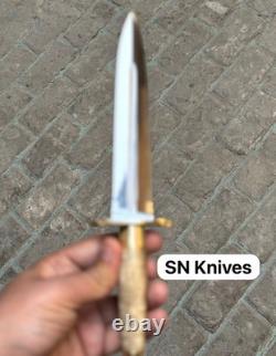 13 Couteau Bowie dague de chasse fait main sur mesure en acier à outils D2 avec manche en laiton et étui