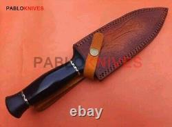 13 Couteau de chasse à lame en acier au carbone forgé à la main avec revêtement en poudre / Micarta