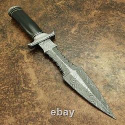 14.00 Main Damascus Steel Combat Tactical Hunting Dagger Knife With Sheath