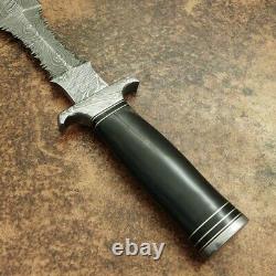 14.00 Main Damascus Steel Combat Tactical Hunting Dagger Knife With Sheath