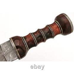 14 Longue dague glaive en acier damas fait main, épée courte, manche en bois