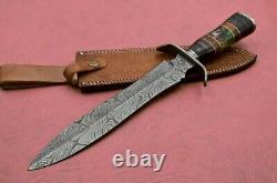 15 couteaux de combat tactiques de chasse en acier de Damas faits à la main avec fourreau.