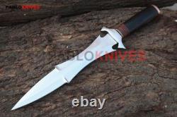 15Couteau Dague de Chasse en Acier J2 Poli Haute Gamme avec Poignée en Corne de Taureau Fait Main