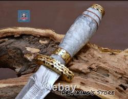 16 couteau dague Athame magnifique en acier damassé fait main avec manche en résine