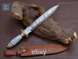 16 couteau dague Athame magnifique en acier damassé fait main avec manche en résine