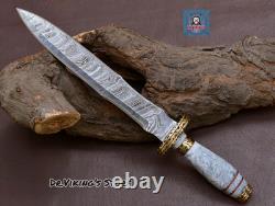 16 couteau dague Athame magnifique en acier damassé fait main avec manche en résine