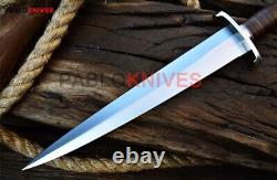 17 Couteau de chasse Viking en acier J2 fait main avec manche en cuir empilé