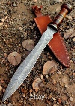 18 Sur Mesure En Acier Forgé De Damas Roman Gladius Dagger Sword+sheath