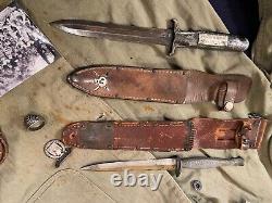 2 WW2 Nommé 1ère Marine Raider Poignard Stiletto EVERITT Camillus USMC Groupe de Couteau Dague