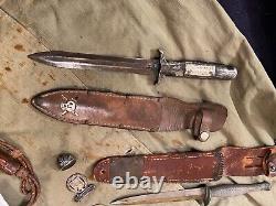 2 WW2 Nommé 1ère Marine Raider Poignard Stiletto EVERITT Camillus USMC Groupe de Couteau Dague