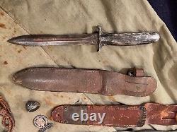 2 WW2 Nommé 1ère Marine Raider Poignard Stiletto EVERITT Camillus USMC Groupe de Couteau Dague