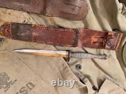 2 WW2 Nommé 1ère Marine Raider Poignard Stiletto EVERITT Camillus USMC Groupe de Couteau Dague