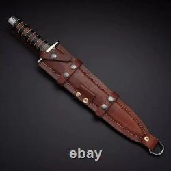 2pcs-Couteau de chasse Dague Arkansas Toothpick fait main D2 & Étui en cuir