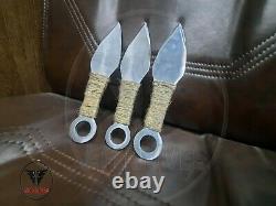 3pc Knives Couteau Ninja Lame Fixe Dagger Set W Sheat