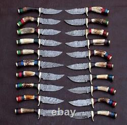 6 lots de 20 couteaux de chasse skinner en acier de Damas fait à la main et personnalisés