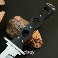 9.8 Couteau dague en acier inoxydable, pleine soie, manche en bois, lame fixe, étui en cuir