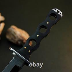 9.8 Couteau dague en acier inoxydable, pleine soie, manche en bois, lame fixe, étui en cuir