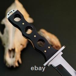 9.8 Couteau dague en acier inoxydable, pleine soie, manche en bois, lame fixe, étui en cuir