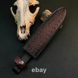 9.8 Couteau dague en acier inoxydable, pleine soie, manche en bois, lame fixe, étui en cuir