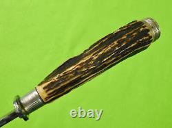 Allemagne Allemagne Antique Vintage Ww1 Ww2 Stag Boot Fighting Couteau Dagger Scabard