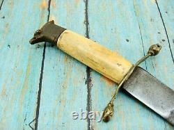 Antique Espagnol Militaire Stag Eaglehead Curved Fighting Dagger Couteau Couteaux Vieux