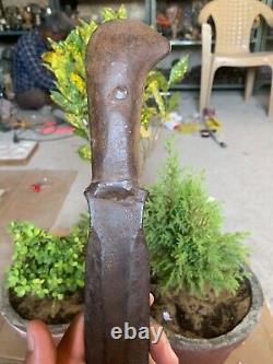 Antique Rare North Indian Hand Forged Iron Dagger Combat Knife du 18ème siècle de 15,5 pouces