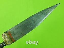 Antique Vieille Espagne Espagnole Italie Italien Fancy Dagger Fighting Knife Avec Scabbard