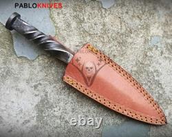Athame en acier forgé à la main, poignard en acier torsadé lourd, couteau de chasse rituel